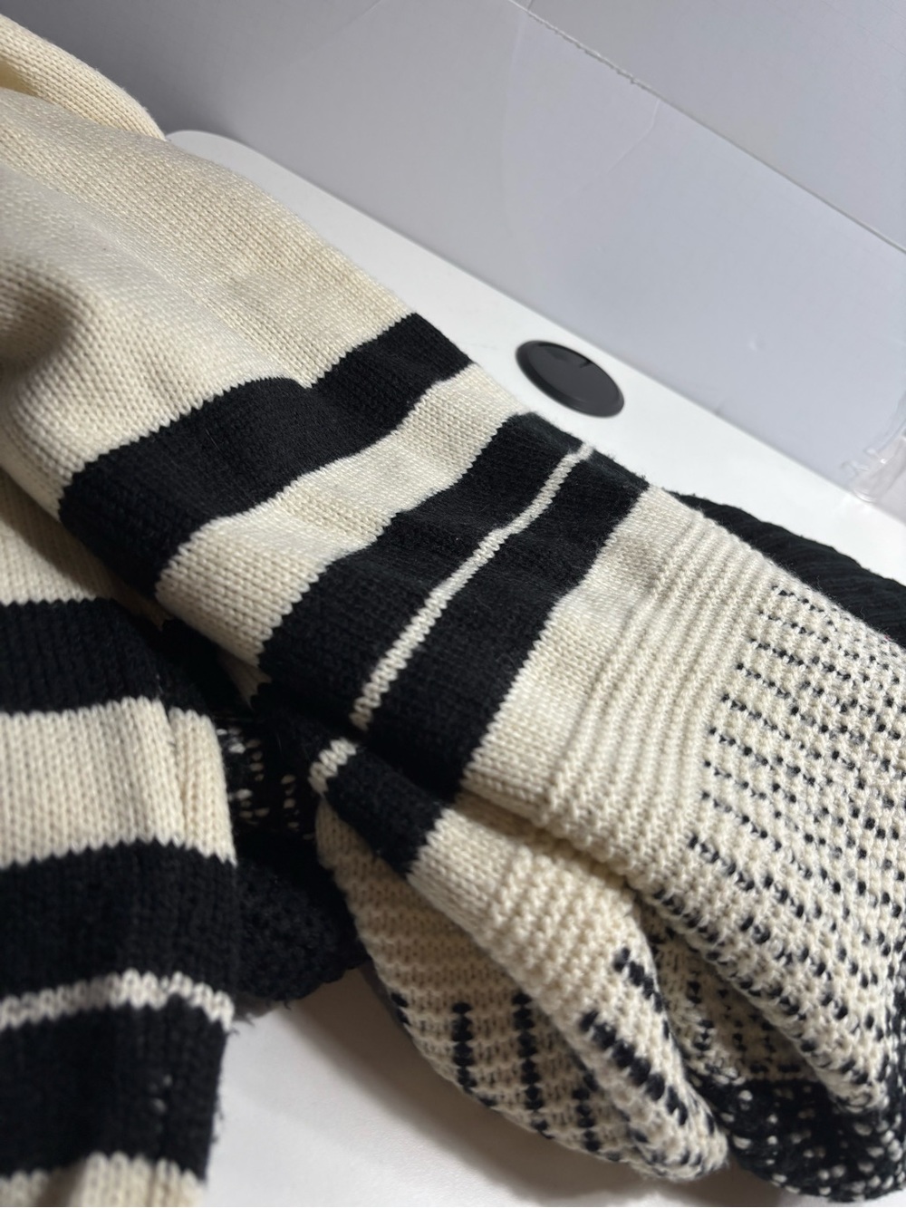 Line Knitwear Black & Cream Striped Open Front Cardigan - Picture 4 of 5
